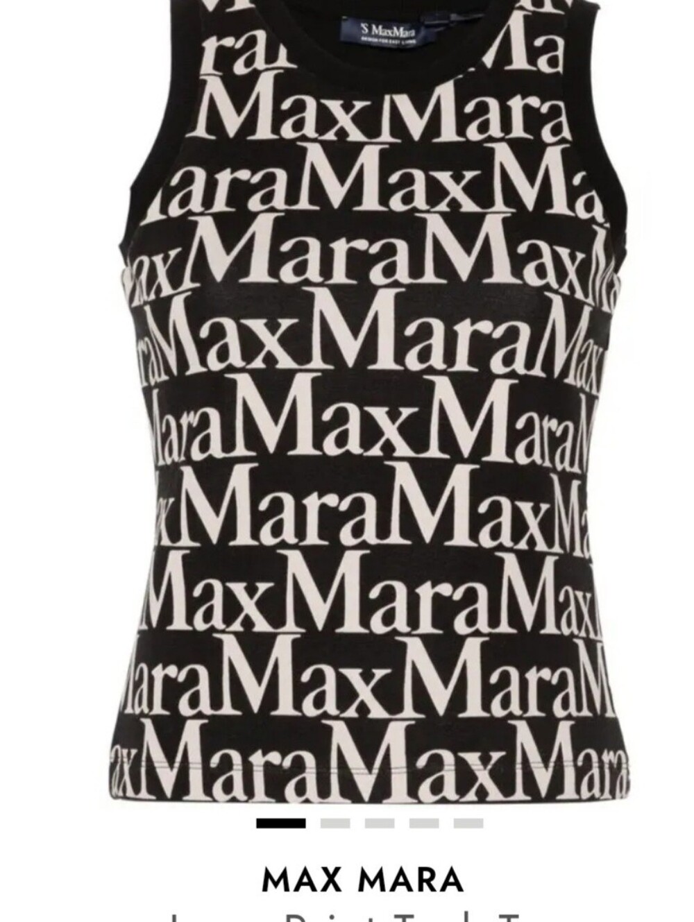Max Mara • SiMaxMara Black Tank Top with Cream Logo Allover NWT